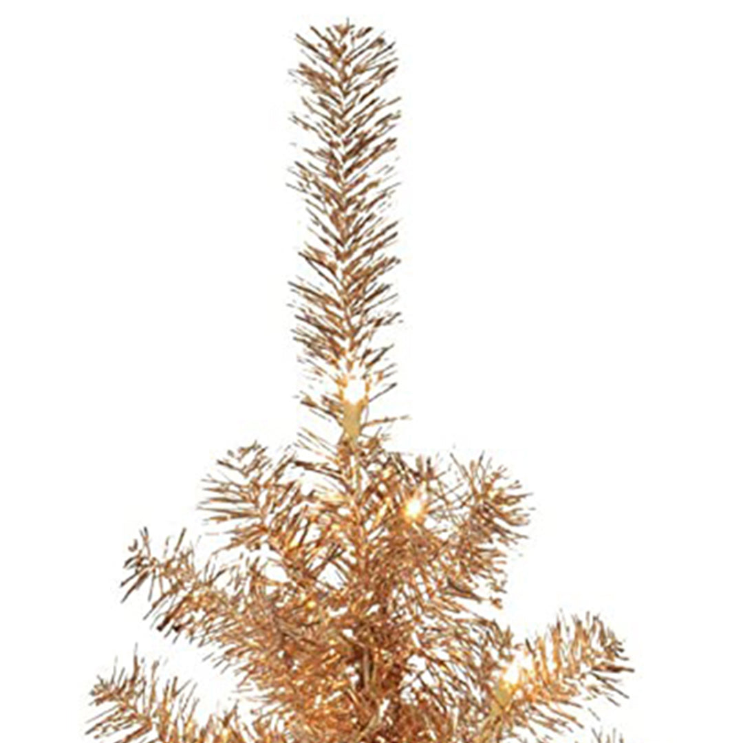 National Tree Company 4" Prelit Tinsel Tree with Metal Stand, Gold (Open Box)