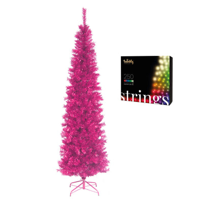 National Tree Company 6 Foot Holiday Tinsel Christmas Tree & Color String Lights