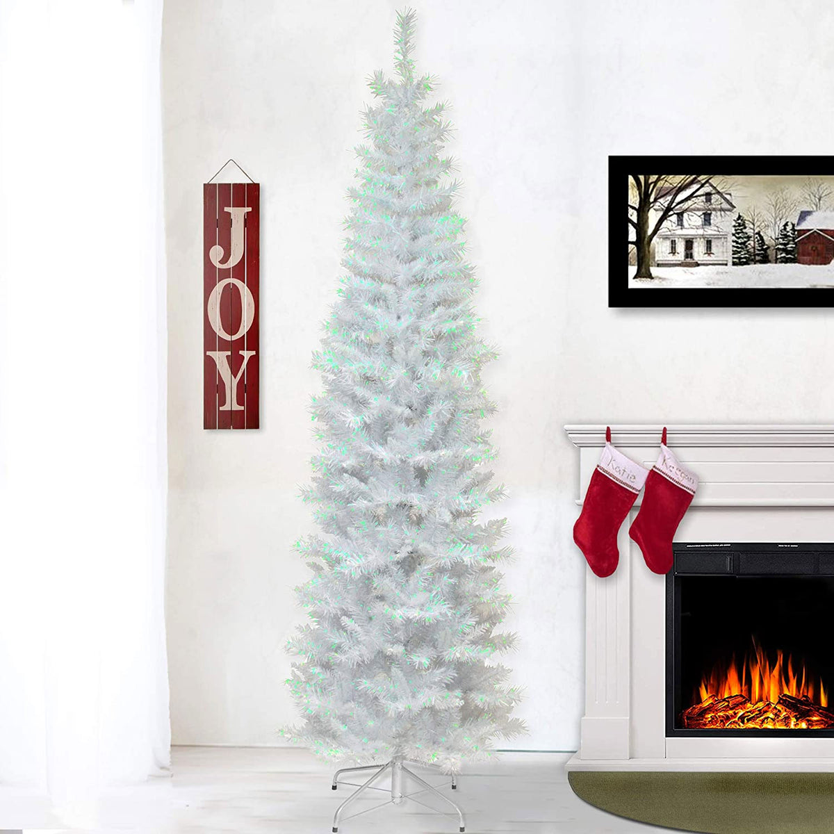 National Tree Company 6 Foot Holiday Tinsel Christmas Tree & Color String Lights