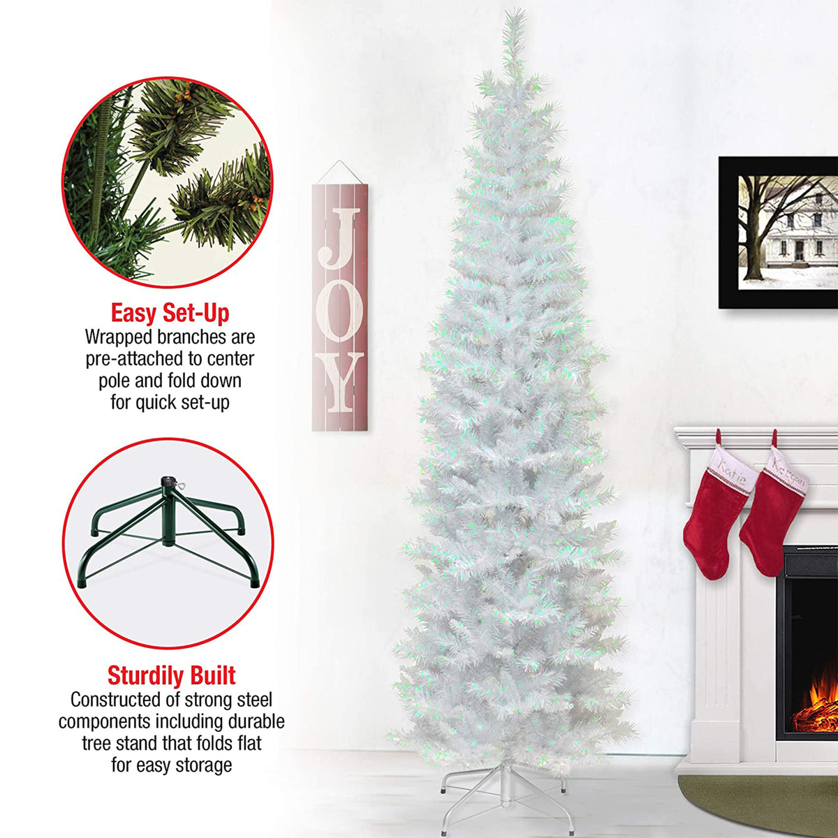 National Tree Company 6 Foot Unlit Holiday Tinsel Tree with Metal Stand, Silver