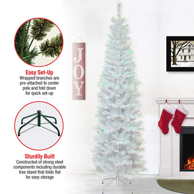 National Tree Company 6 Foot Unlit Holiday Tinsel Tree with Metal Stand, Silver