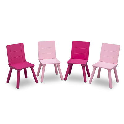 Delta Children Wooden Activity Table and 4 Chair Set, White & Pink (Open Box)