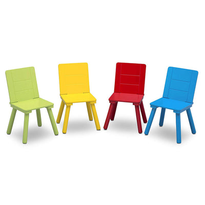 Delta Children Kids Wooden Play Activity Table & Chair, Natural & Primary (Used)
