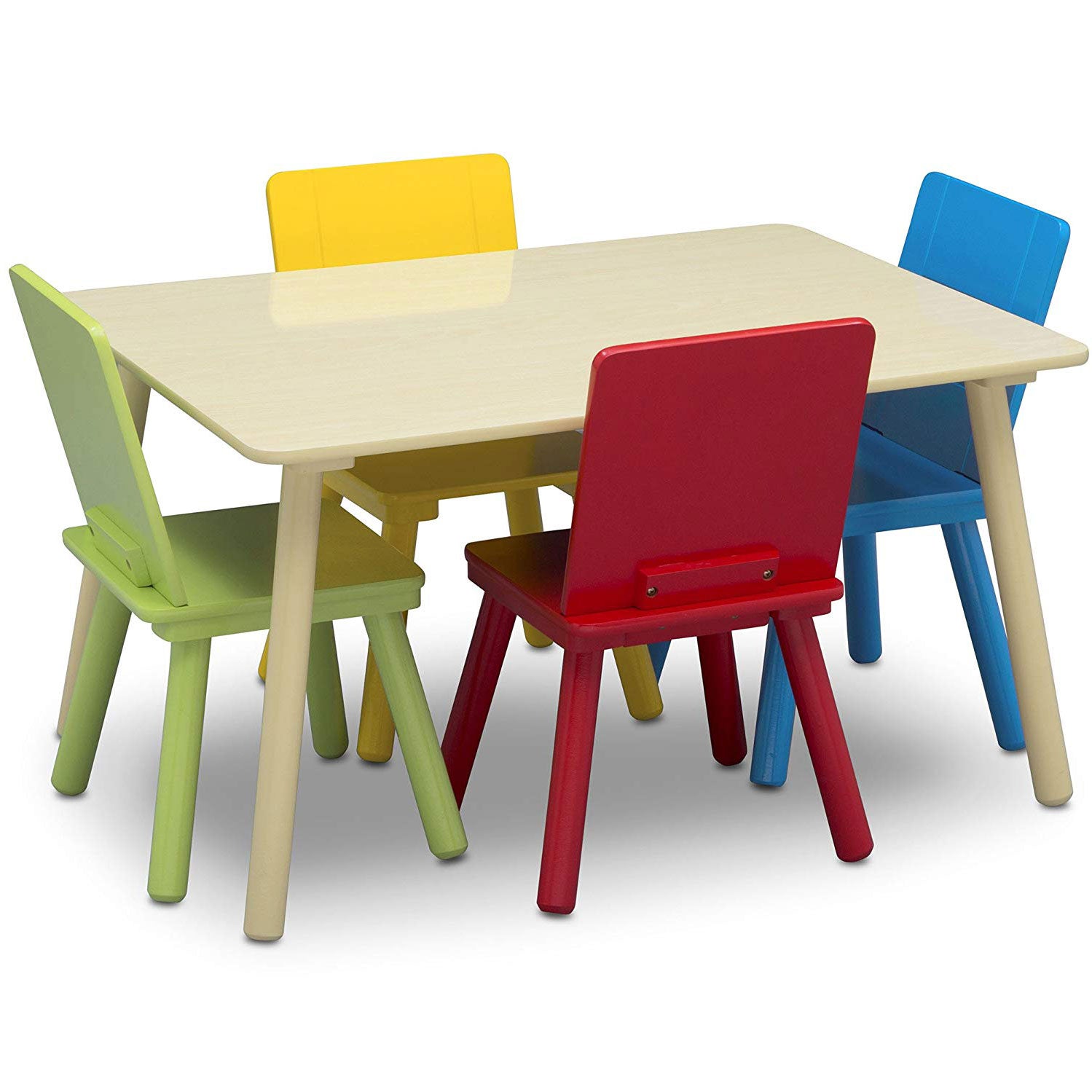 Delta Children Kids Wooden Play Activity Table & Chair, Natural & Primary (Used)