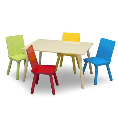 Delta Children Kids Wooden Play Activity Table & Chair, Natural & Primary (Used)