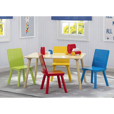 Delta Children Kids Wooden Play Activity Table & Chair, Natural & Primary (Used)