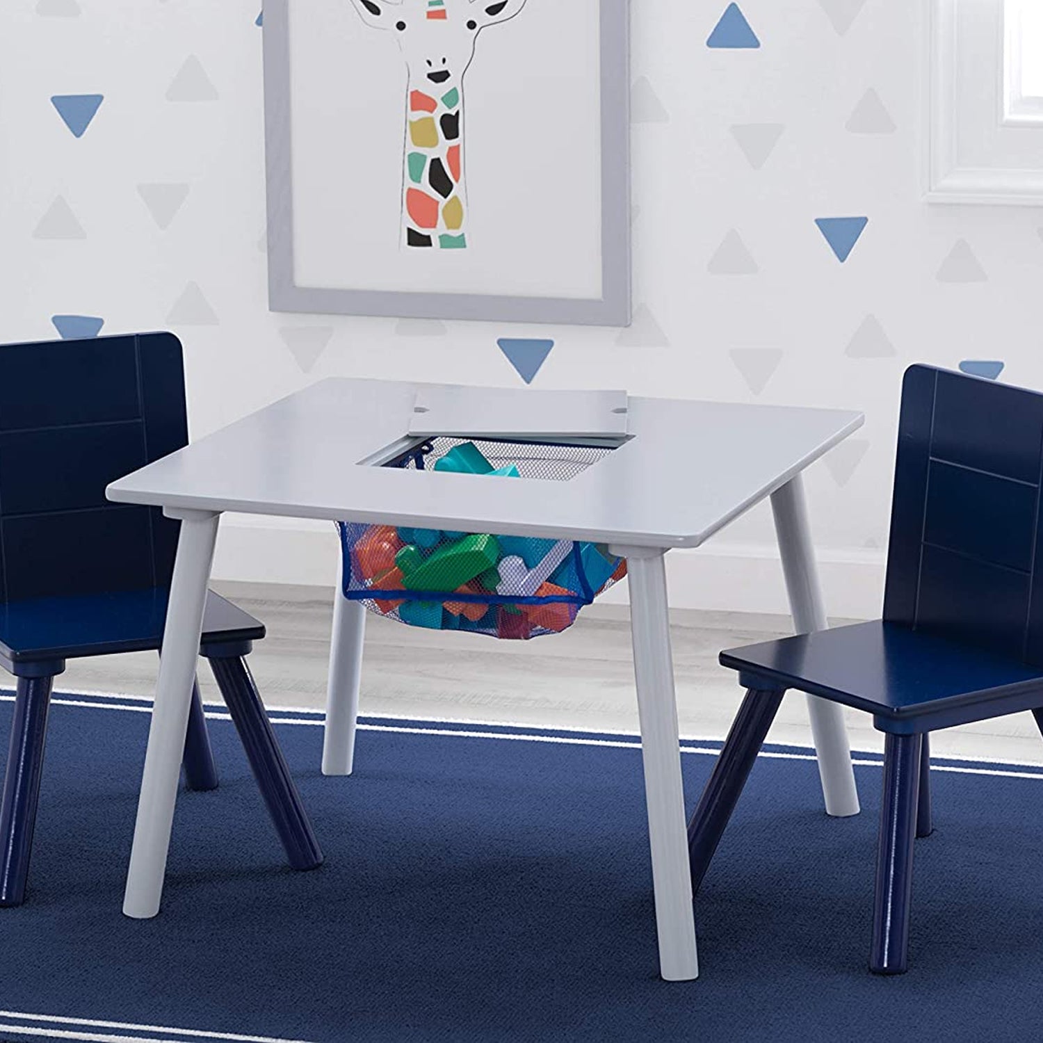 Delta Children Kids Table and 2 Chairs Set w/ Toy Collector Mesh Net (Open Box)