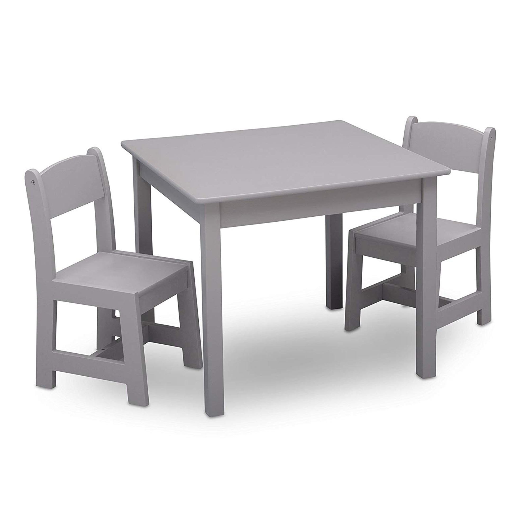 Delta Children MySize Kids Wooden Table and Chairs Sets, Grey (Open Box)