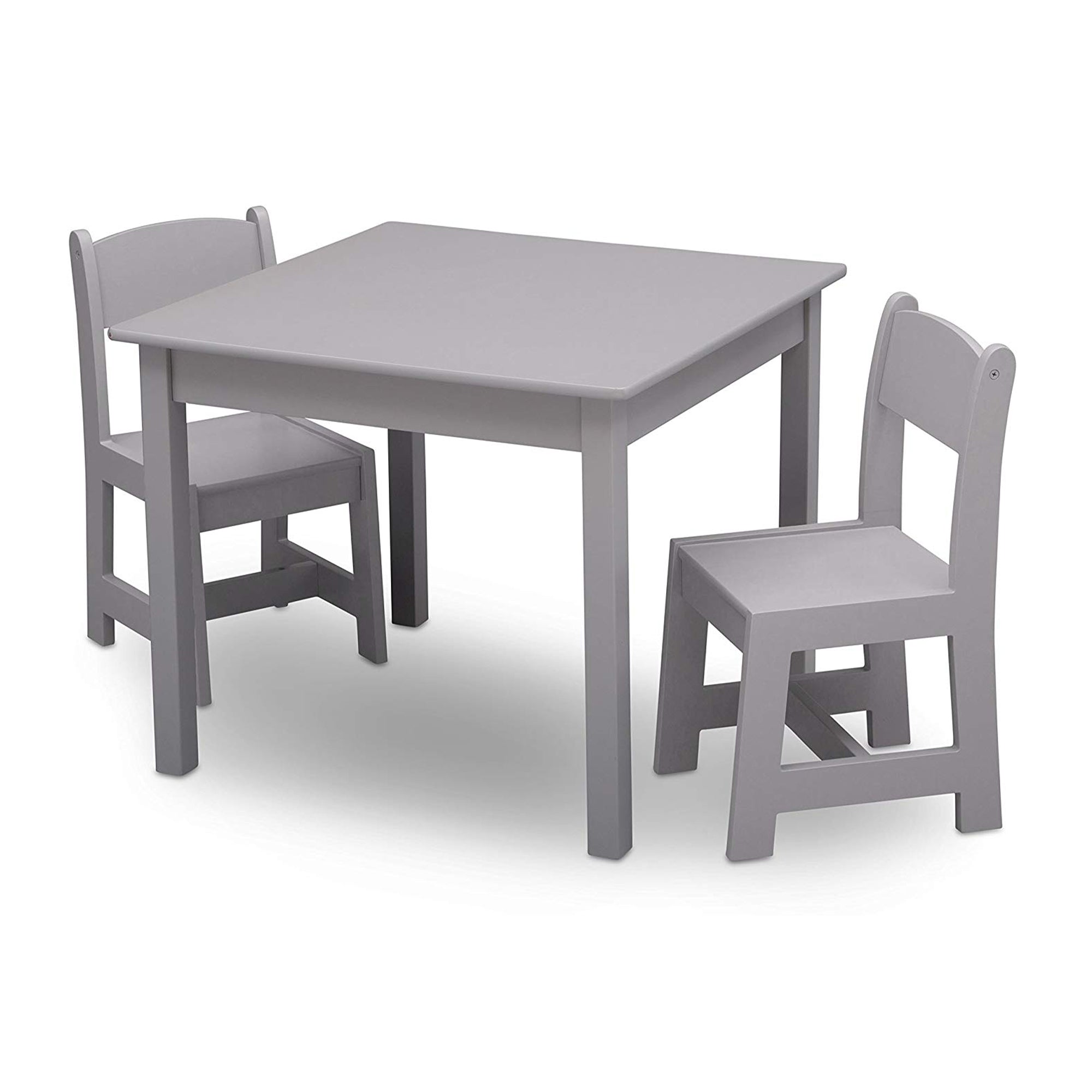 Delta Children MySize Kids Wooden Table and Chairs Sets, Grey (Open Box)
