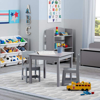 Delta Children MySize Kids Wooden Table and Chairs Sets, Grey (Open Box)