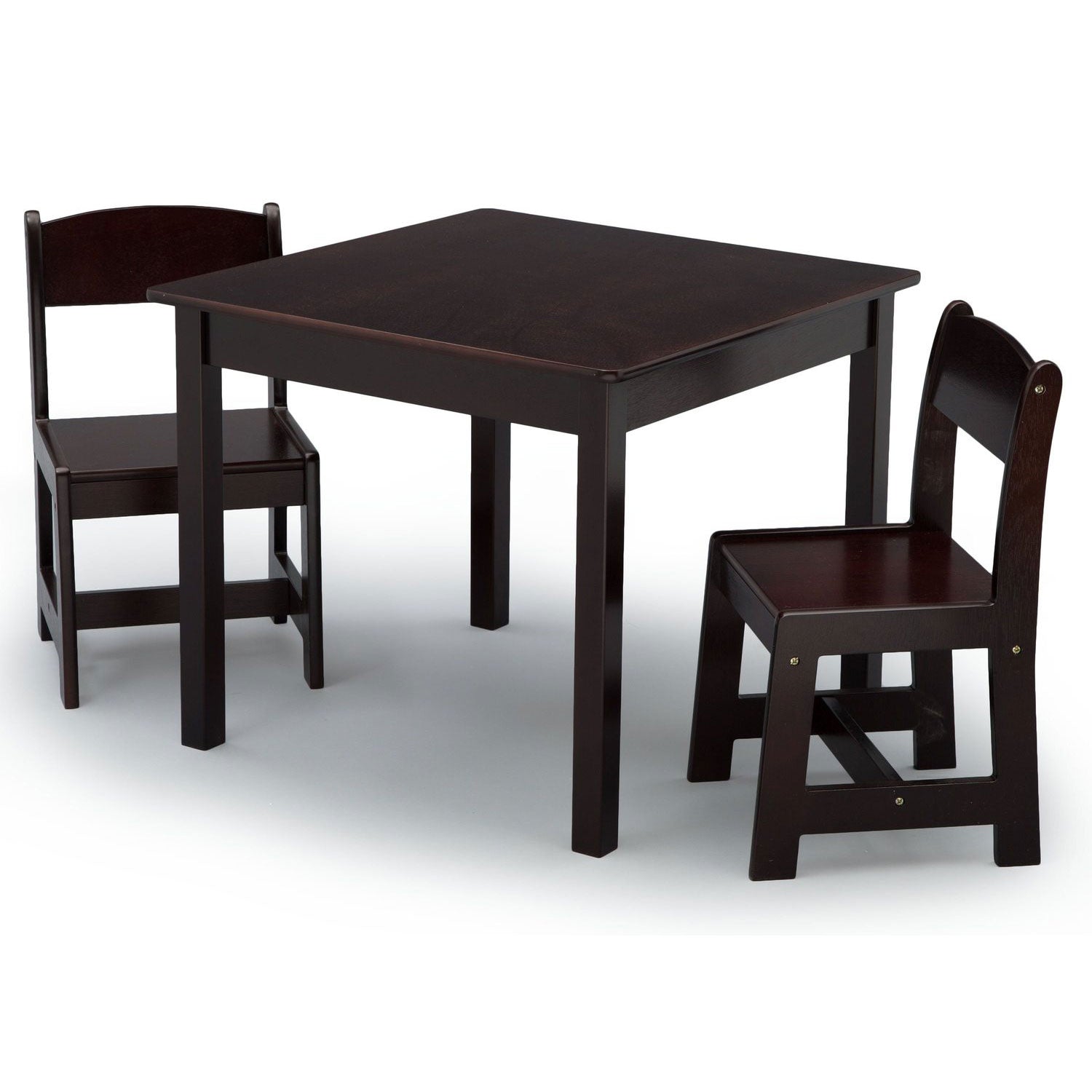 Delta Children MySize Wooden Table and Chairs Set, Dark Chocolate Brown (Used)