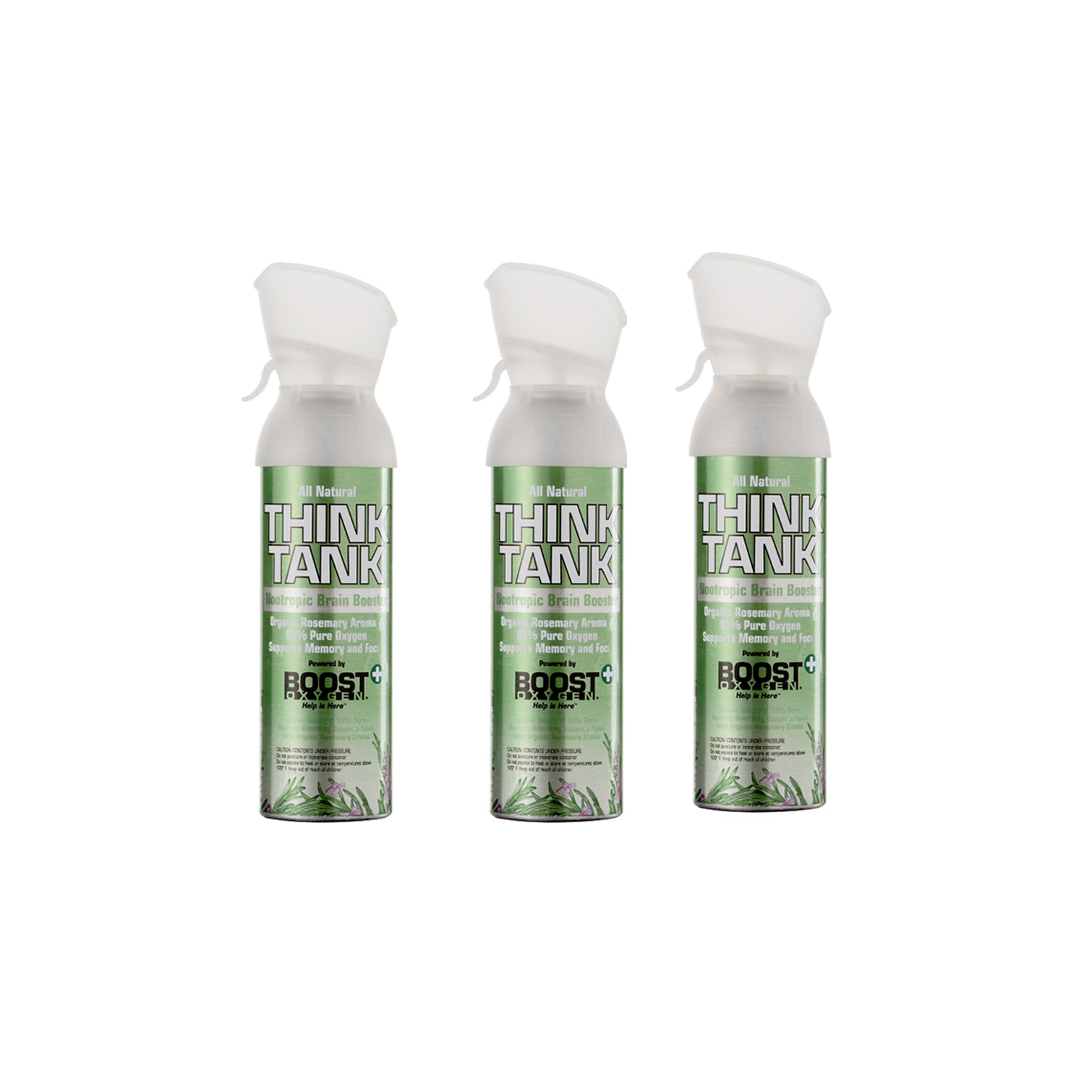 Boost Oxygen Think Tank Natural Portable 5L Pure Canned Oxygen Rosemary (3 Pack)