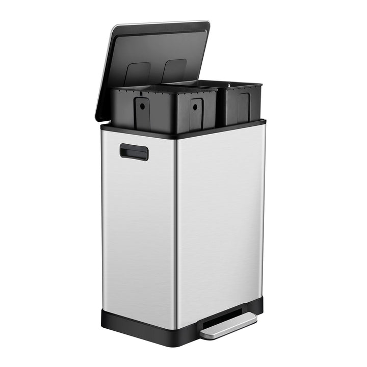 ToiletTree Products Stainless 16 Gal Dual Compartment Trash Can w/ Bags (Used) - VMInnovations