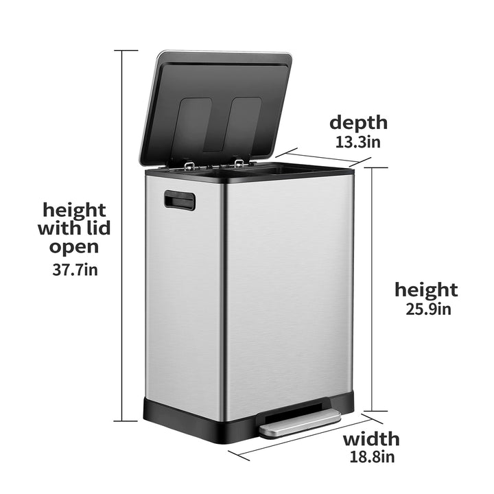 ToiletTree Products Stainless 16 Gal Dual Compartment Trash Can w/ Bags (Used) - VMInnovations