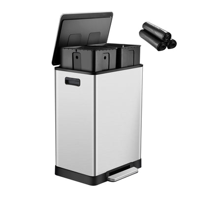ToiletTree Products Stainless 16 Gal Dual Compartment Trash Can w/ Bags (Used) - VMInnovations