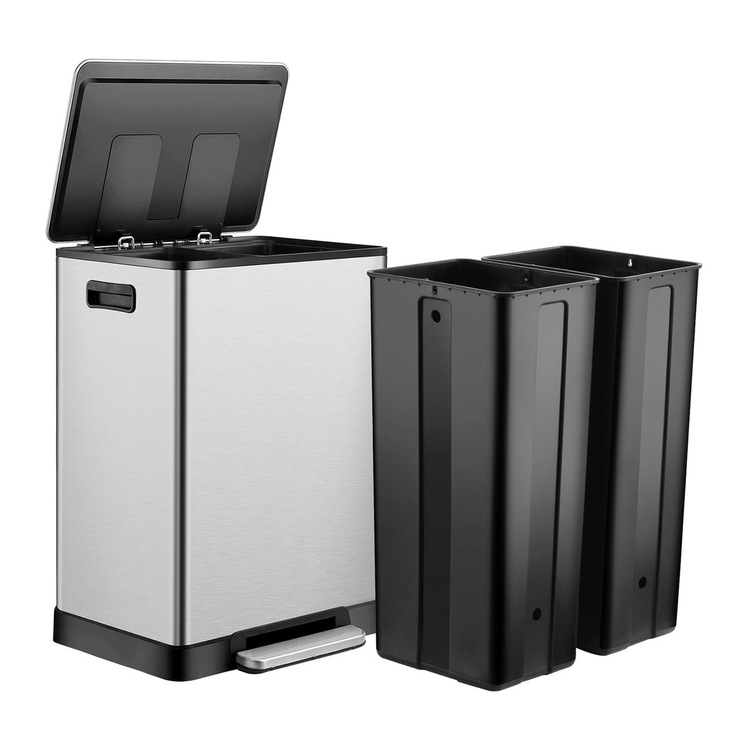 ToiletTree Products Stainless 16 Gal Dual Compartment Trash Can w/ Bags (Used) - VMInnovations