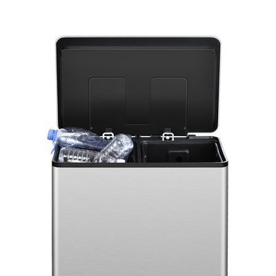 ToiletTree Products Stainless 16 Gal Dual Compartment Trash Can w/ Bags (Used) - VMInnovations