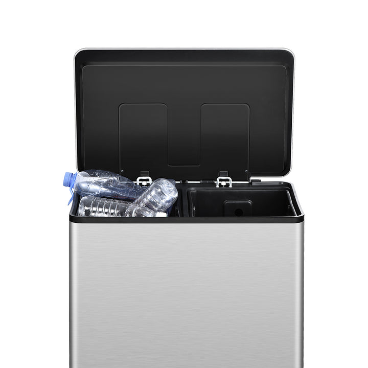 ToiletTree Products Stainless 16 Gal Dual Compartment Trash Can w/ Bags (Used) - VMInnovations