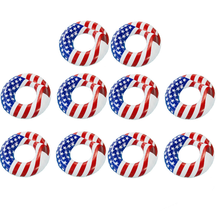 Swimline 36 Inch Inflatable American Flag Swimming Pool Tube Float (10 Pack)