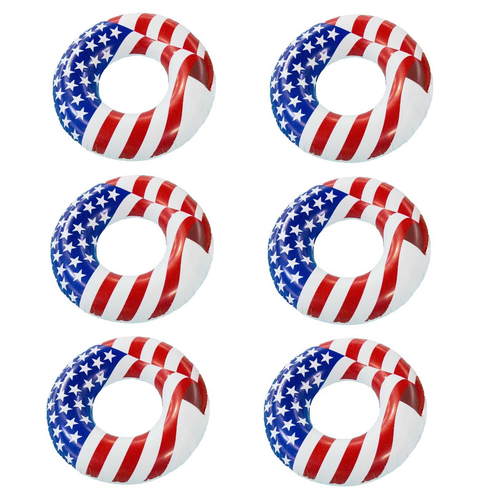 Swimline 36 Inch Inflatable American Flag Swimming Pool Tube Float (6 Pack) - VMInnovations