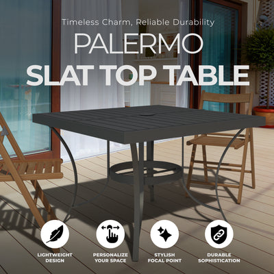 Four Seasons Courtyard Top Dining Table w/Umbrella Hole, Gray (Open Box) - VMInnovations