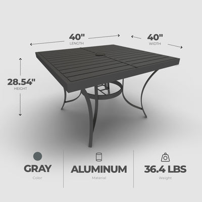 Four Seasons Courtyard Top Dining Table w/Umbrella Hole, Gray (Open Box)