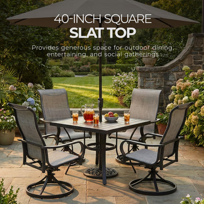 Four Seasons Courtyard Top Dining Table w/Umbrella Hole, Gray (Open Box) - VMInnovations