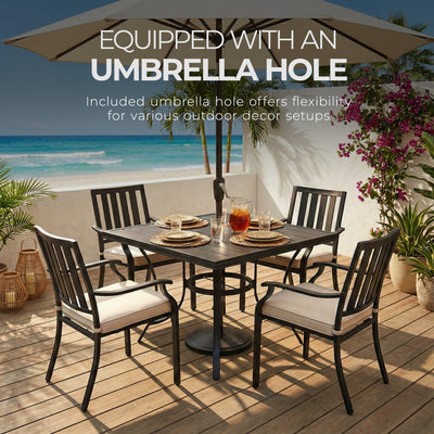 Four Seasons Courtyard Top Dining Table w/Umbrella Hole, Gray (Open Box) - VMInnovations