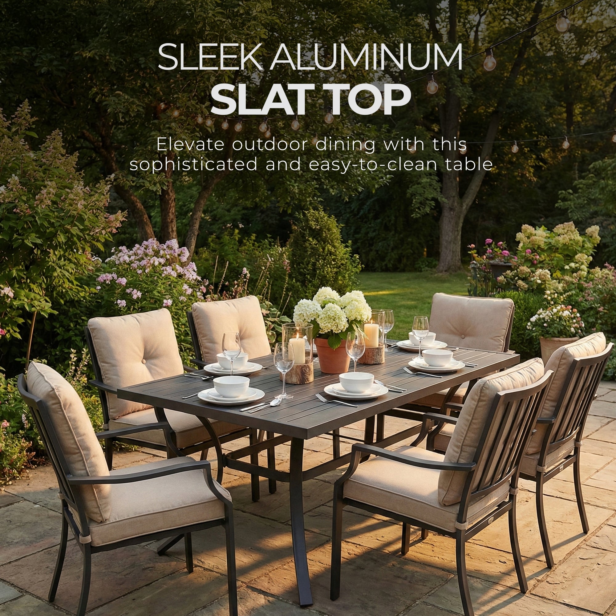 Four Seasons Courtyard Tuscany 72"x39" Aluminum Dining Table, Black (Open Box)