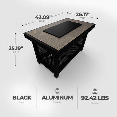 Four Seasons Courtyard Wilmette Firepit Woven Wicker with Grouted Stone Top - VMInnovations