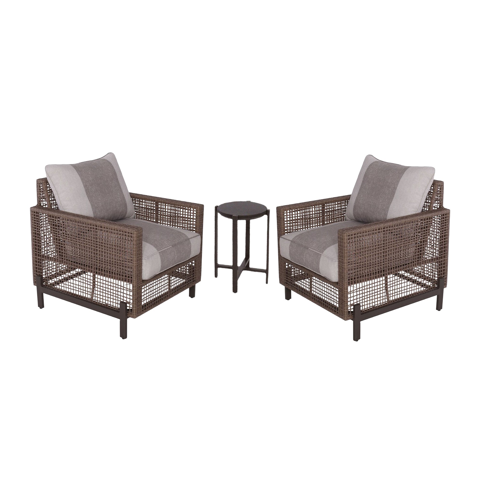 Four Seasons Courtyard Radde 3 Piece Woven Wicker Deep Seating Chat Set, Beige - VMInnovations