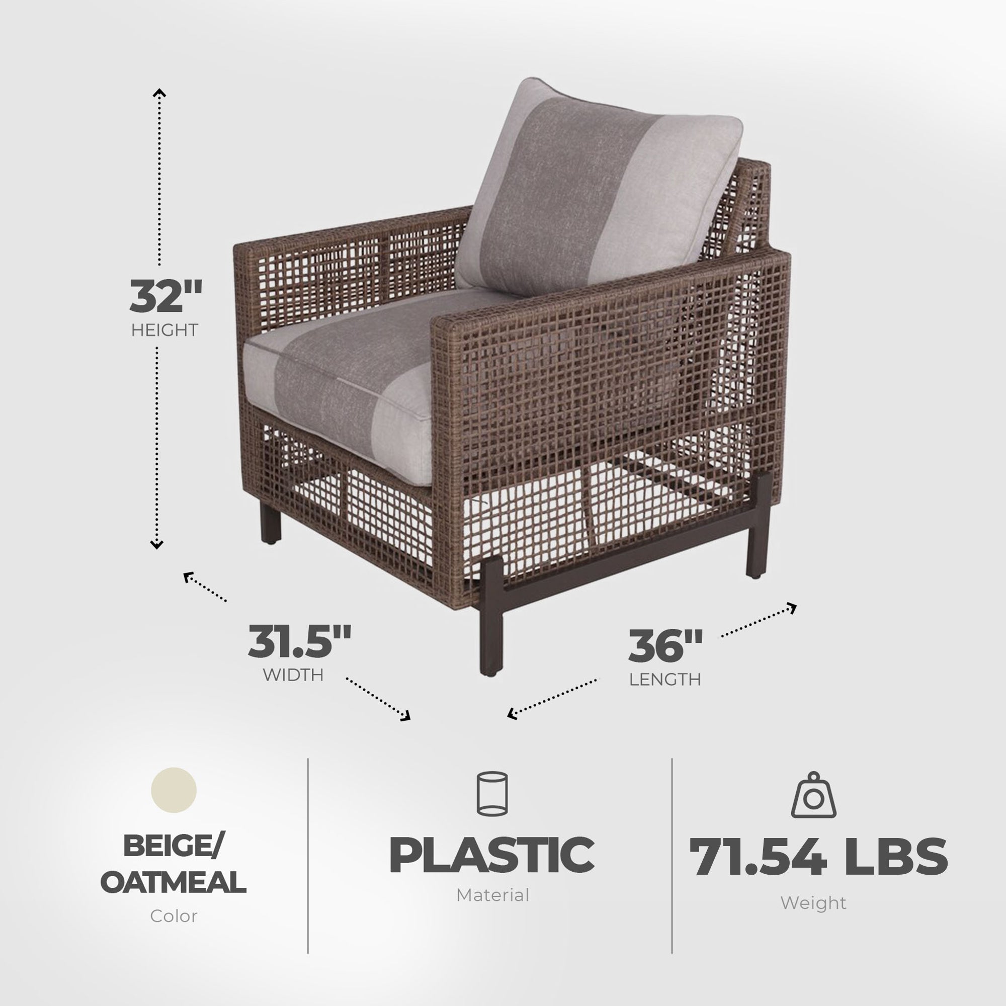Four Seasons Courtyard Radde 3 Piece Woven Wicker Deep Seating Chat Set, Beige - VMInnovations