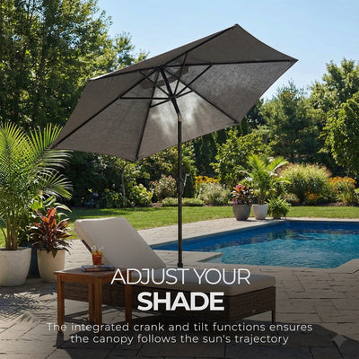 Four Seasons Courtyard Tuscany Market Aluminum Umbrella w/ Crank and Tilt, Gray - VMInnovations