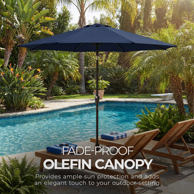 Four Seasons Courtyard Rockland 9 Foot Outdoor Patio Market Umbrella, Navy Blue - VMInnovations