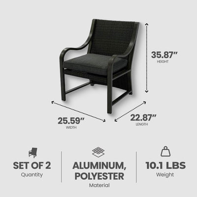 Four Seasons Courtyard Canmore Captain Outdoor Patio Cushioned Arm Chair, 2 Pack - VMInnovations