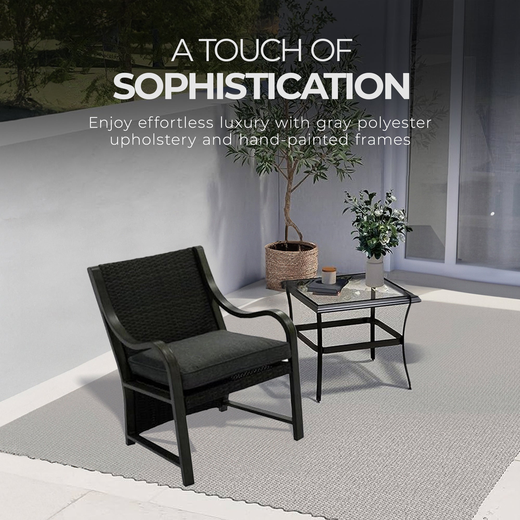 Four Seasons Courtyard Canmore Captain Outdoor Patio Cushioned Arm Chair, 2 Pack - VMInnovations