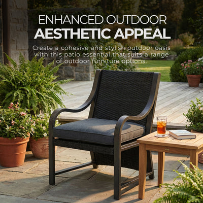 Four Seasons Courtyard Canmore Captain Outdoor Patio Cushioned Arm Chair, 2 Pack - VMInnovations