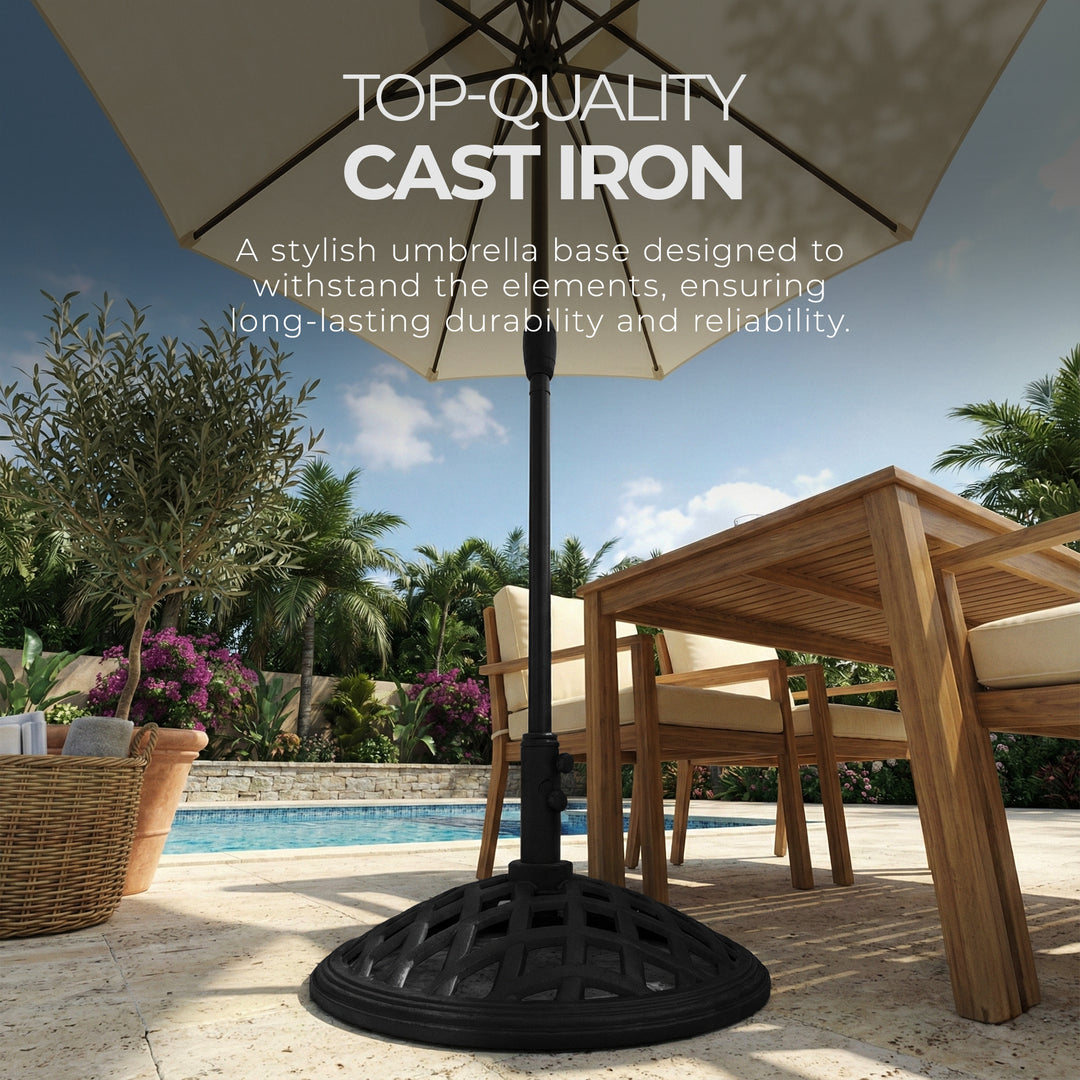 Four Seasons Courtyard Canmore 19 Inch Cast Iron Patio Umbrella Base, Black