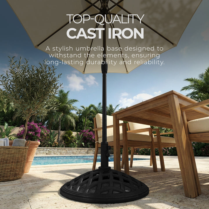Four Seasons Courtyard Canmore 19 Inch Cast Iron Patio Umbrella Base, Black
