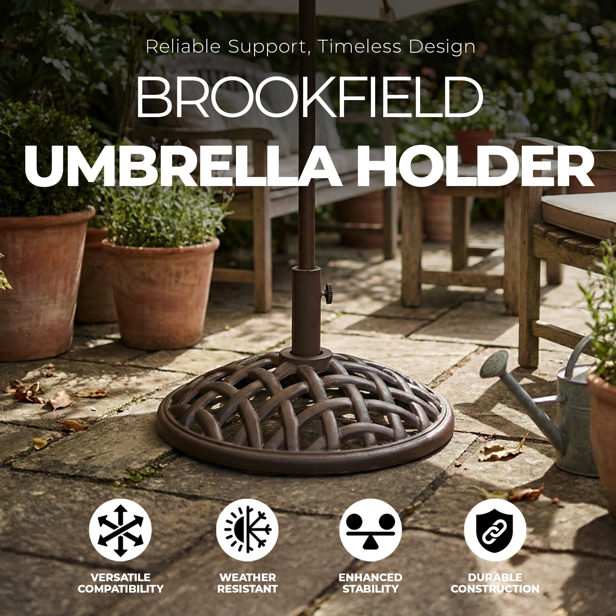 Four Seasons Courtyard Brookfield 19 Inch Cast Iron Umbrella Base, (Open Box)