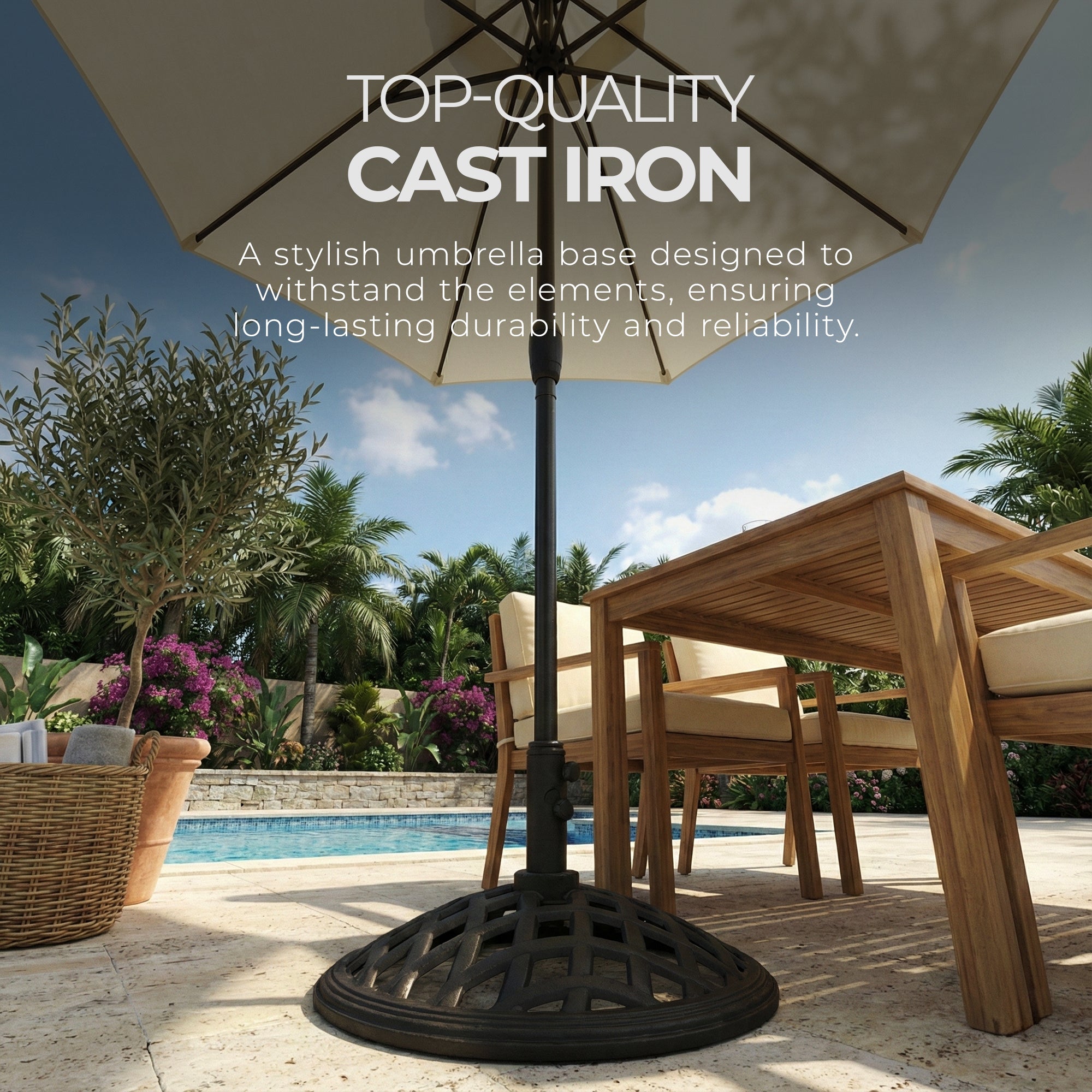 Four Seasons Courtyard Brookfield 19 Inch Cast Iron Umbrella Base, (Open Box)