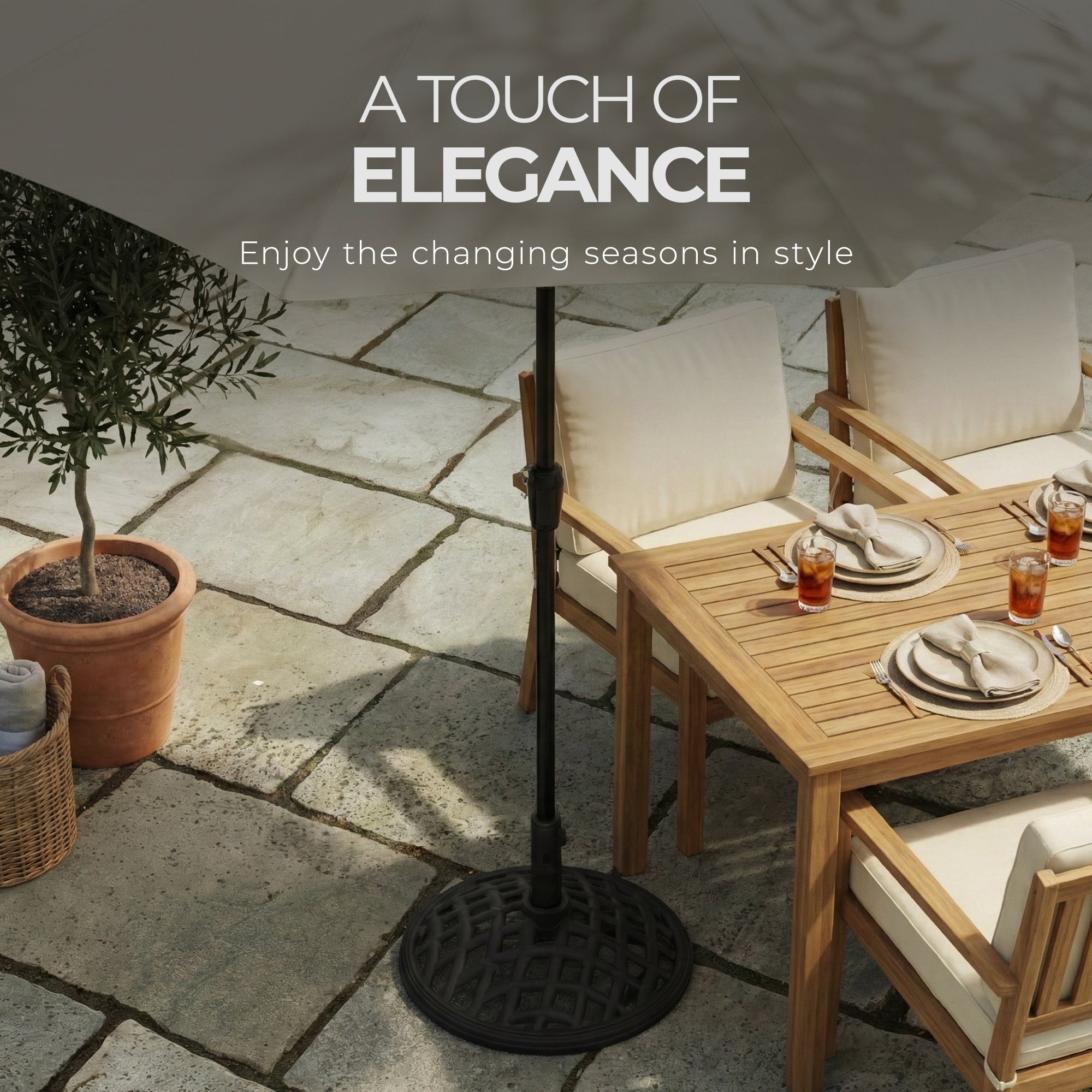 Four Seasons Courtyard Brookfield 19 Inch Cast Iron Umbrella Base, (Open Box)