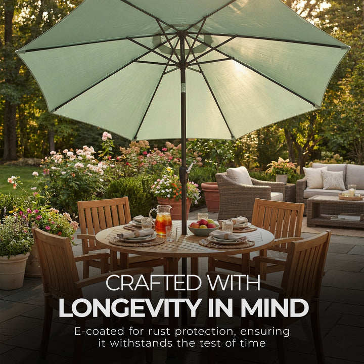 Four Seasons Courtyard 9' Round Polyester Patio Market Umbrella, Seafoam Green