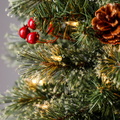 Home Heritage 5ft Cashmere Tree w/ Lights, Pinecone, and Red Berry (Open Box) - VMInnovations