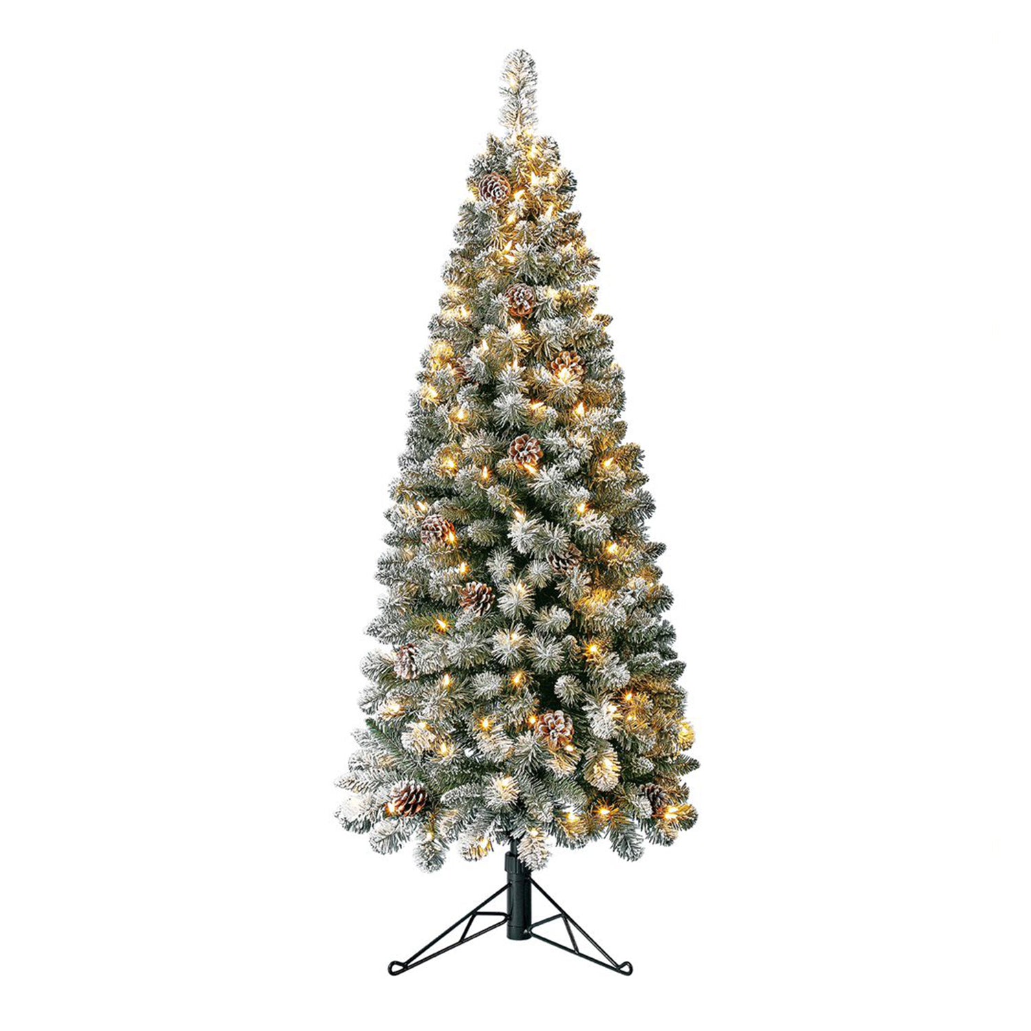 Home Heritage Corner 5' Flocked 100 LED Pre-Lit Artificial Christmas Tree, Green - VMInnovations
