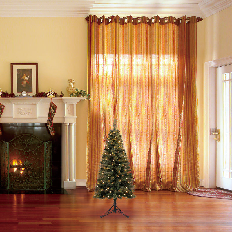 Home Heritage Cashmere 5 Ft Artificial Half Christmas Tree Prelit w/ 100 Lights