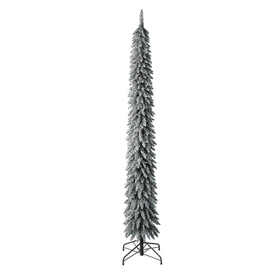 Home Heritage Albert 7' Flocked Pencil 200 LED Pre-Lit Artificial Christmas Tree