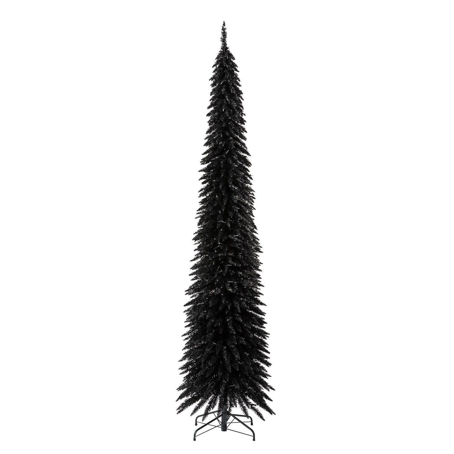 Evergreen Classics 9 Ft Black Pencil Pine Christmas Tree, LED Lights (For Parts)