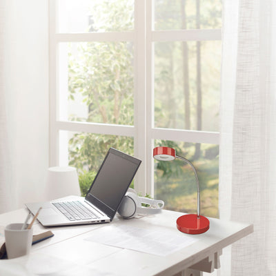 Globe Electric 15.75 x 5 x 52.4" LED Integrated Goose Neck Desk Lamp, Red (Used) - VMInnovations