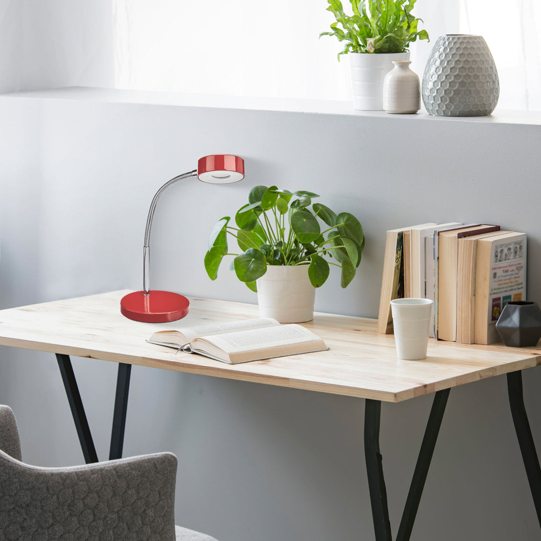 Globe 15.75 x 5 x 52.4 Inches LED Integrated Goose Neck Desk Lamp, Red(Open Box) - VMInnovations